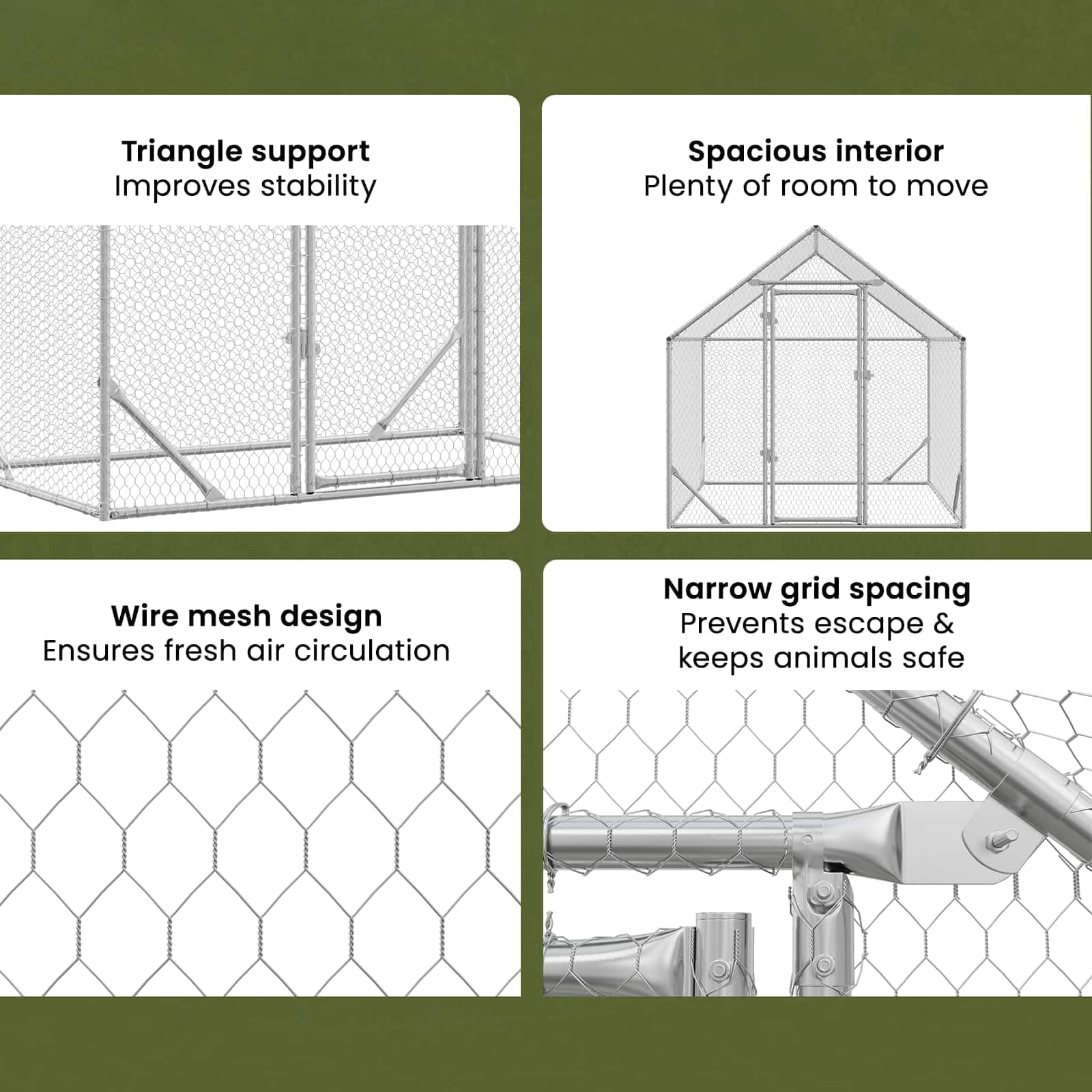 vidaXL Jaula para Pollos Plateado 200 x 170 x 177 cm Acero Galvanizado, Jardín y terraza, cercado Industrial para Pollos, Refugio Seguro al Aire Libre, hábitat Duradero