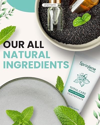 Miniatura 8 de SprinJene Pasta de dientes natural sin flúor para dientes y encías limpios y fuertes, aliento fresco y ayuda a secar la boca. Pasta de dientes