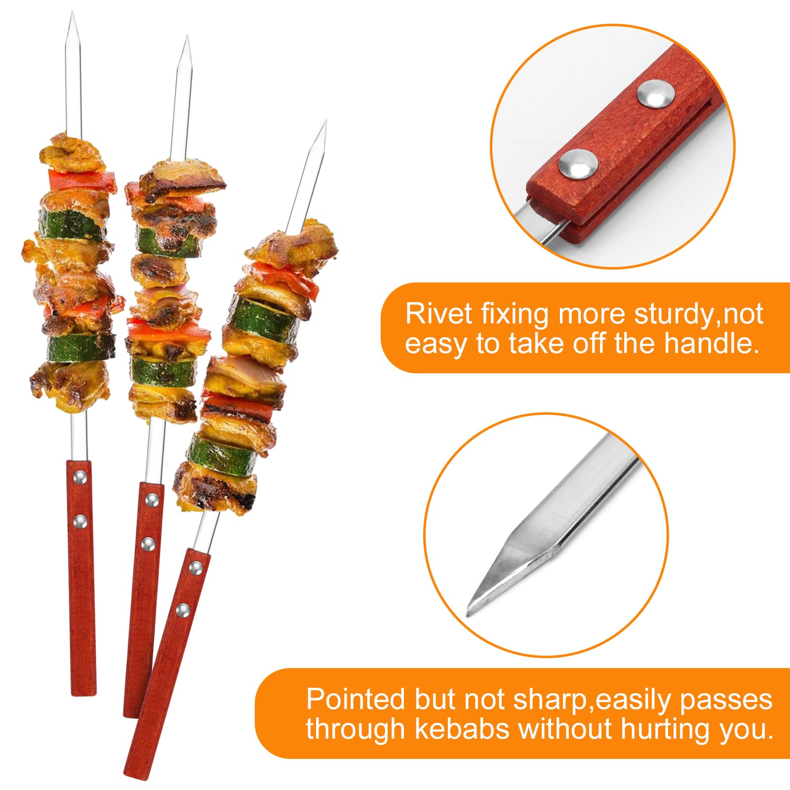 Generic Set De 12 Piques à Brochettes Barbecue - Acier Inoxydable Avec Manche En Bois - Prix Pas Cher | SN