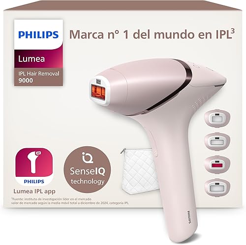 Philips Lumea Serie 9000, Depiladora Luz Pulsada, IPL, Piel Suave Desde Casa, Con Funda, Accesorios para el Cuerpo, Cara, Bikini y Axilas, Sin Cable, Alternativa a Depilación Láser. BRI957/00