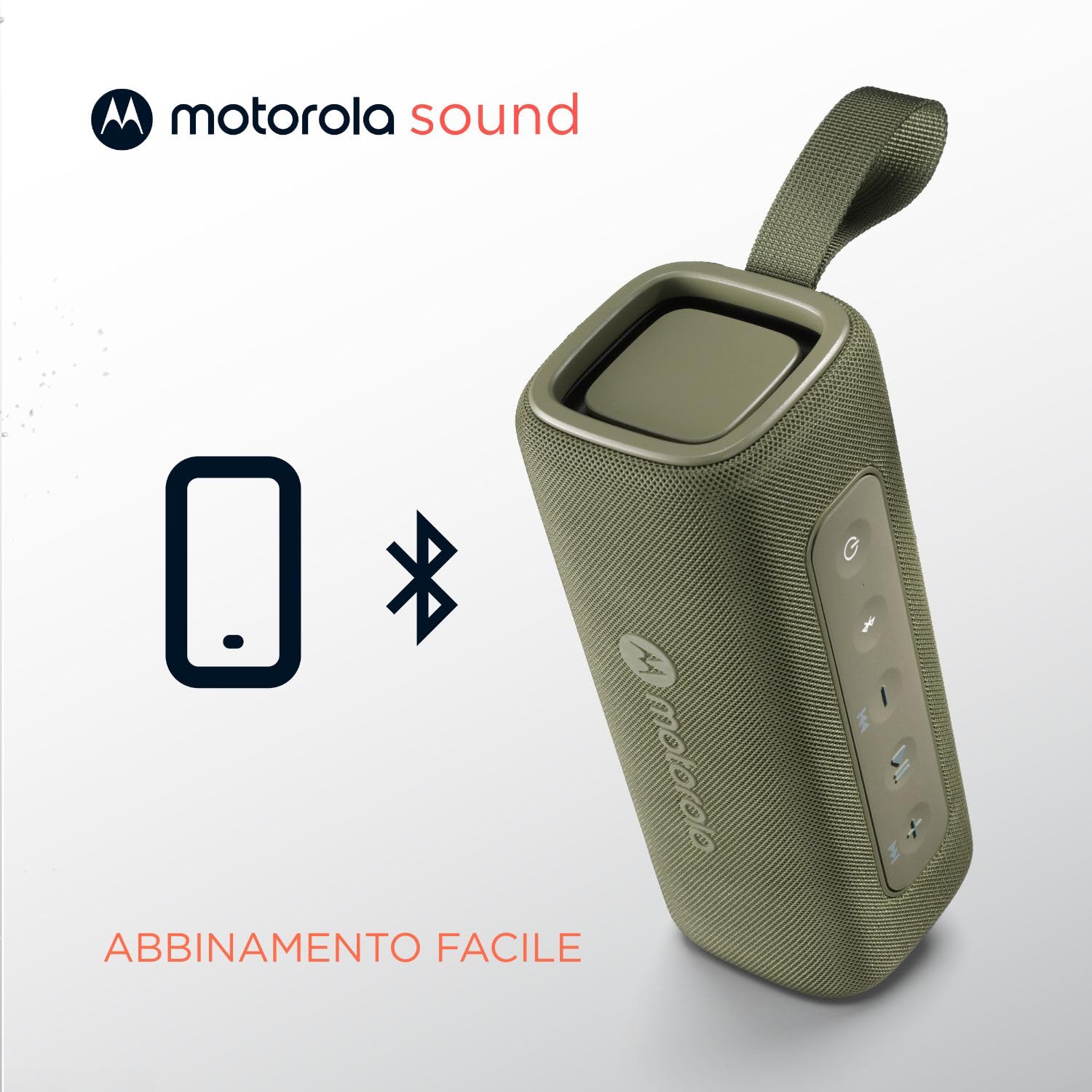 Motorola Sound - Altoparlante Bluetooth wireless ROKR 600 - Suono potente da 30 W, resistente all'acqua e polvere, funzione broadcast per collegare oltre 20 altoparlanti, 6 ore di riproduzione, verde
