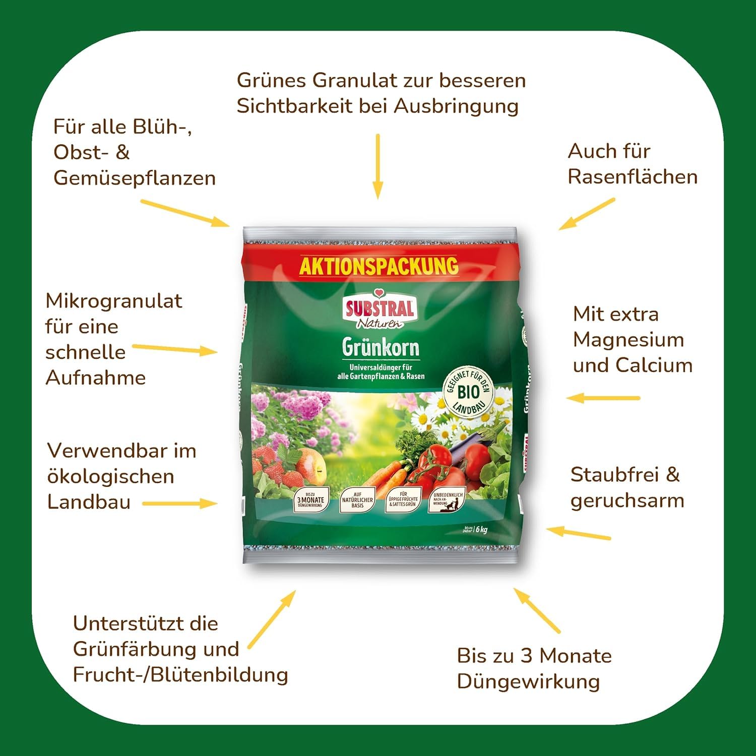 Substral Naturen Grnkorn, 6kg, Bio Universal Gartendnger fr alle Blh-,  Obst- & Gemsepflanzen sowie Rasenflchen : Amazon.de: Lebensmittel &  Getrnke