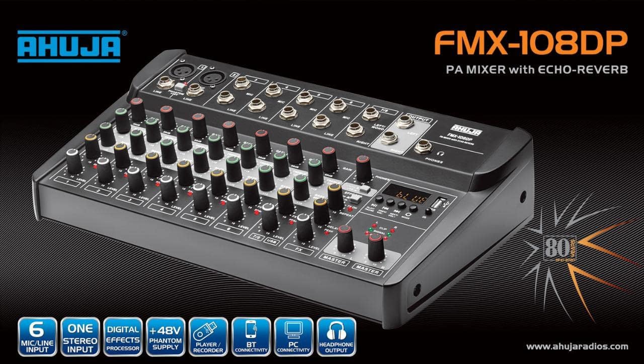 Ahuja FMX-108DP PA 8 Channel mixer With built-in MP3 Player & Digital Effects