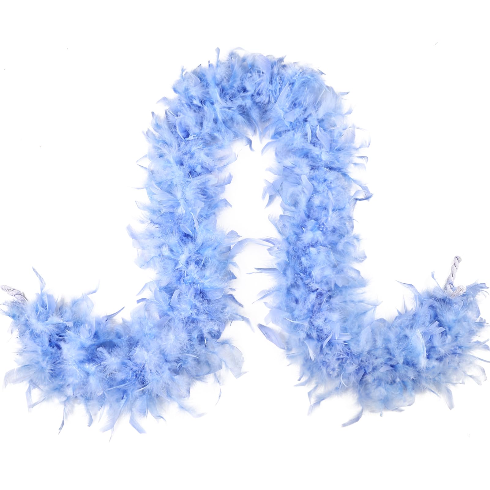 MAOFENG Chandelle Turkey Feather Boa 2 Yards 80g for Halloween Dancing Wedding Party DIY Craft Costume Decoration Feather Boa,Sky Blue