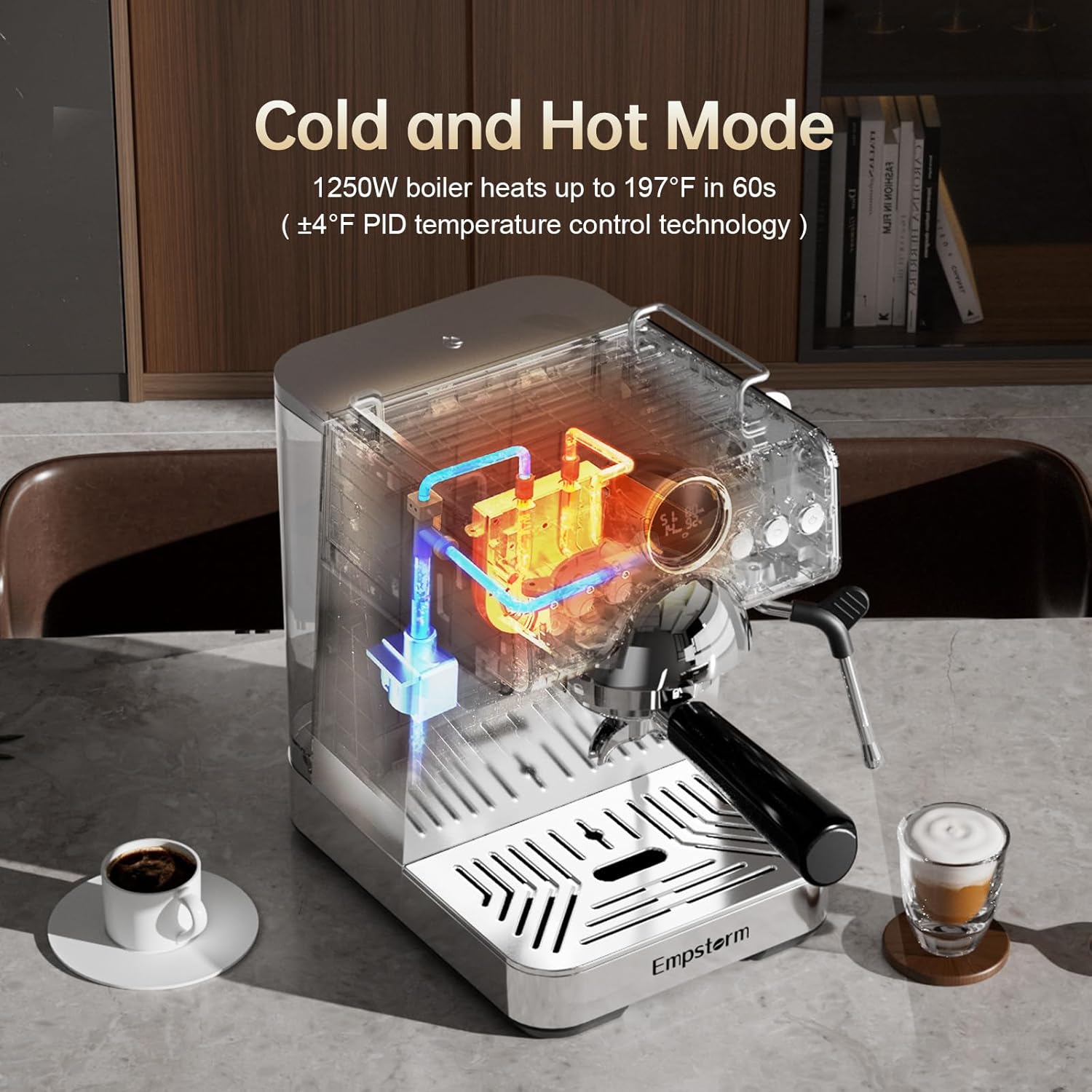 Espresso Machine with Milk Frother, Barista Coffee Machine, Cappuccino/Latte Maker, Espresso Coffee Machine for Home (20Bar Stainless Espresso Maker with Display)