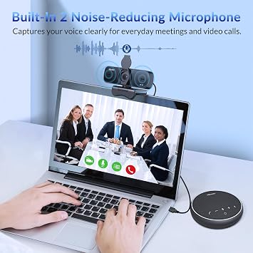 4K PC Webcam with Tripod, CDAF Autofocus, 77FOV, 2 Noise-Cancelling Mics