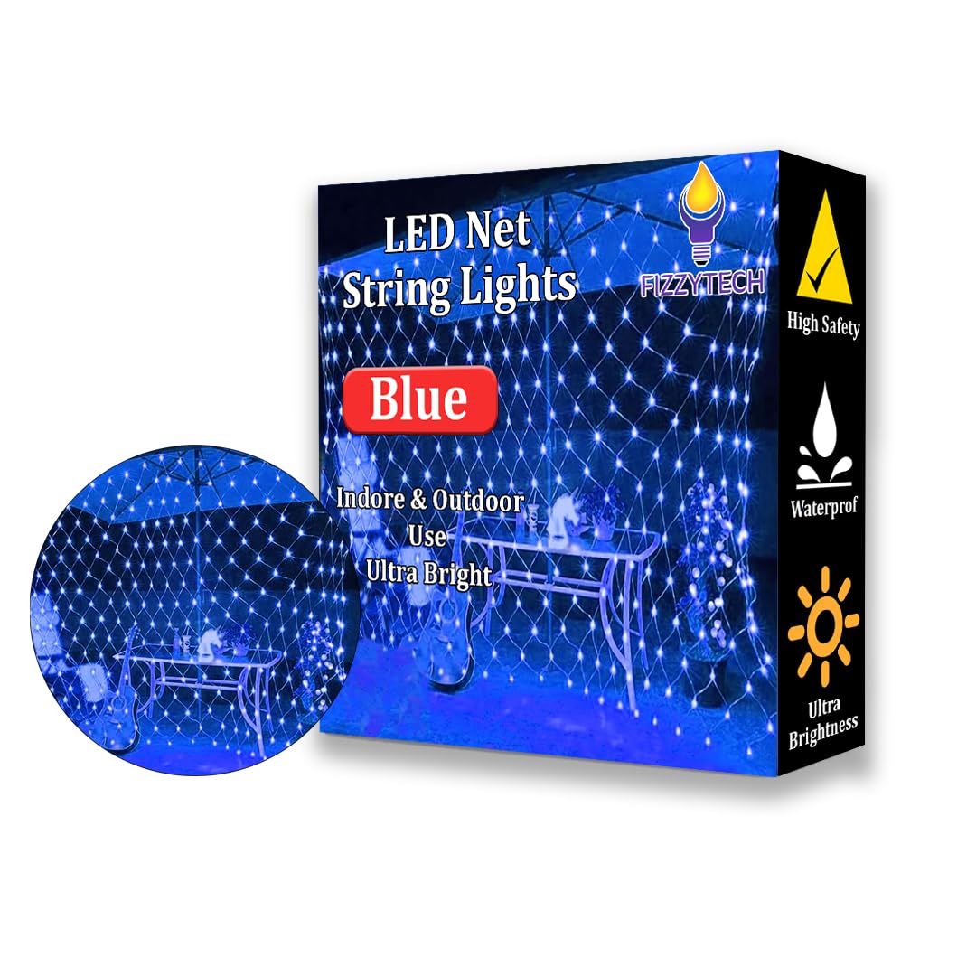 fizzytech Curtain String Lights, Window Curtain Hanging Light Decoration for Diwali, Christmas, Wedding, Party, Lights of Home Decoration (224 LED Mesh Light (Blue)) (B0D8F4SBVN) Amazon Price History, Amazon Price Tracker