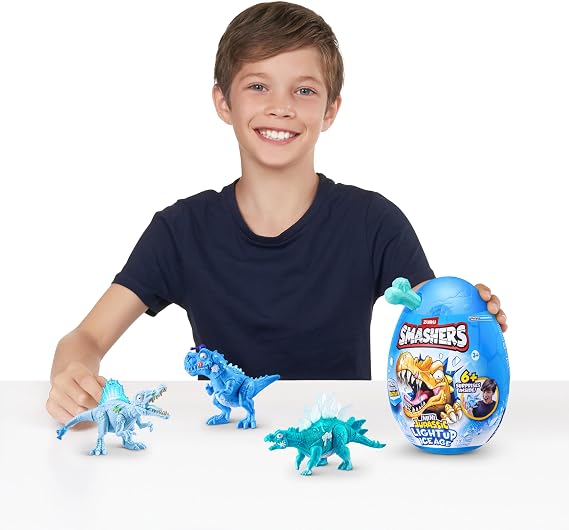 Smashers Mini Jurassic Light Up Ice Age Egg (3 Pack) by ZURU Smashable Dinosaur Toy with 6+ Surprises, Slime & Ice Cube Slime, Light-Up Dino for Kids Ages 3+