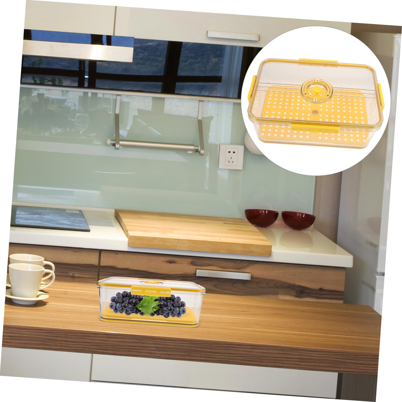 Cabilock Caja Pan Con Tapa Cerradura Sellada Para Refrigerador Almacenamiento De Alimentos Fácil De Limpiar