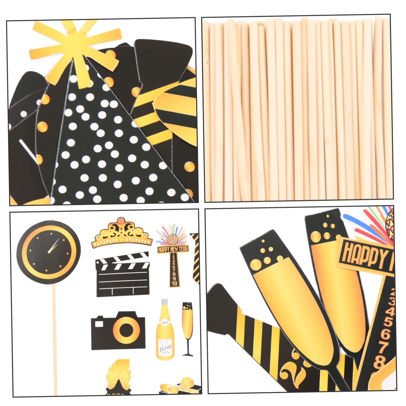 Cabilock Lot De 5 Accessoires Photo Portables pour Décoration De Photos du Nouvel an Cadres Élégants Et Tendance pour Jeux De Fête Et Célébrations du Nouvel an 46 Pièces X 5