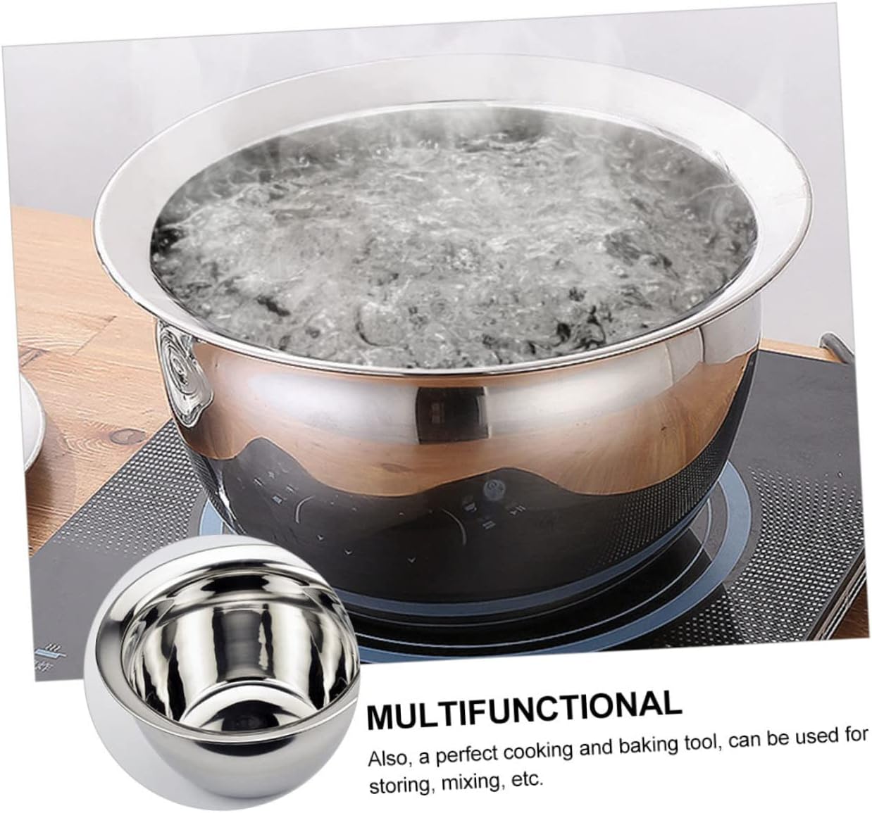 PRETYZOOM 304 Stainless Steel Oil Basin Mixing Bowl Egg-beating Bowl Restaurant Supplies