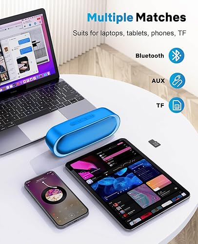 Miniatura 5 de LENRUE Altavoces Bluetooth, Altavoces Portátiles Impermeables con TWS, 24 Horas de Reproducción, Sonido Estéreo, Inalámbrico para Casa Ducha Piscina