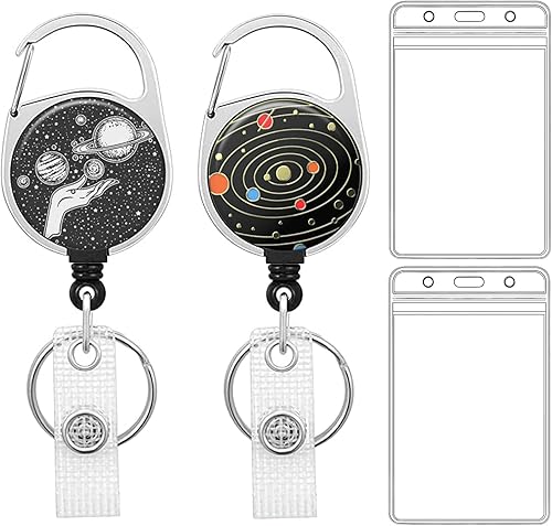 Miniatura 27 de Llavero retráctil de carrete de insignia, resistente con clip para cinturón, soporte para tarjetas de identificación verticales impermeables para 1