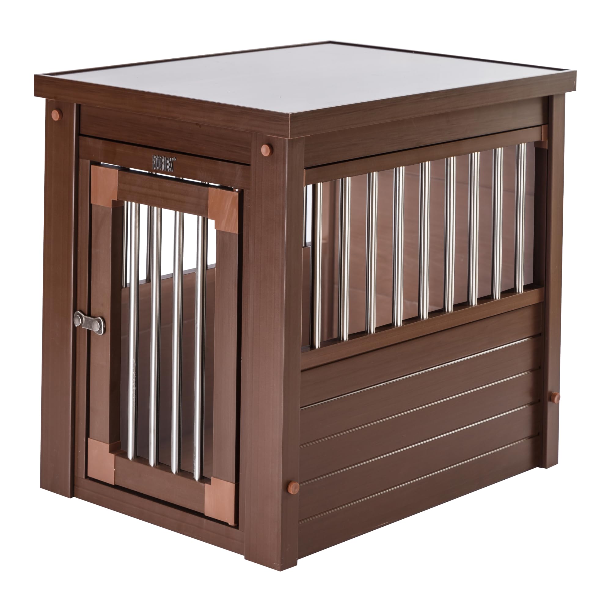 ECOFLEX InnPlace Dog Crate & End Table, Indoor Furniture Style Pet Kennel for Small, Medium, Large & XL Dogs, Durable Composite, Russet Brown, Small