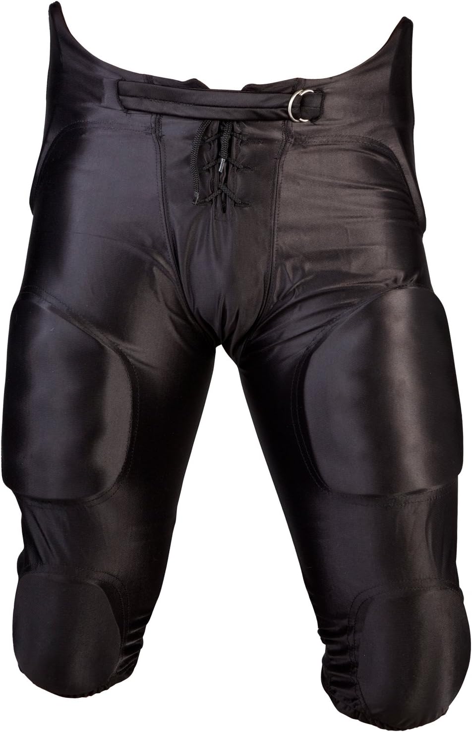 Youth Football Game Pant, 7-Pad Football Pants with Hip, Tailbone, Thigh, and Knee Protection, Black, Lace-Up