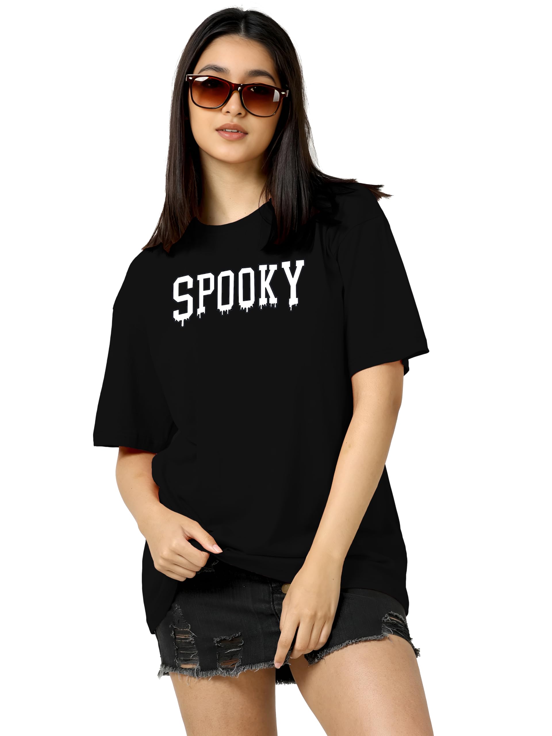 tqh Women's Printed Cotton Blend Oversize Fit Casual T-Shirt-picture-14