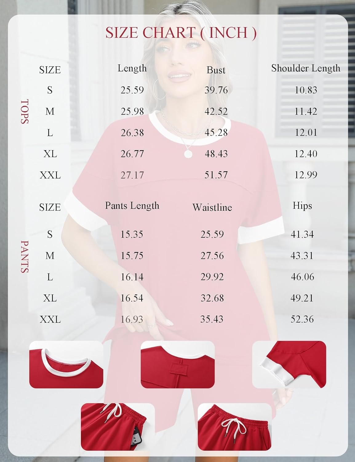 Rapbin Comfy Summer Sets with Pockets Loose Fit Color Block Design Matching 2 Piece Sets with Drawstring Waist - Image 7