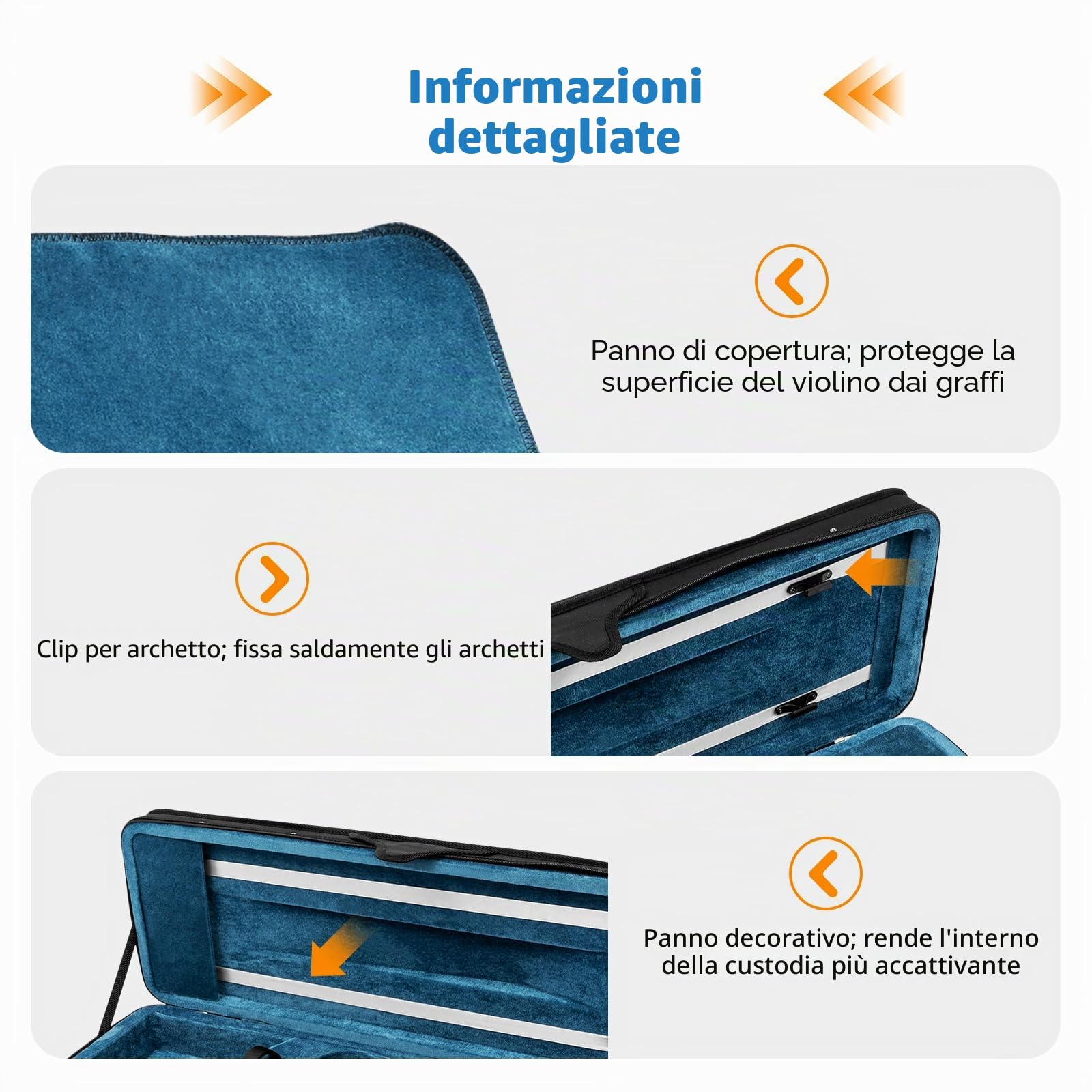 Shioocy Violino 4/4, custodia con tracolla