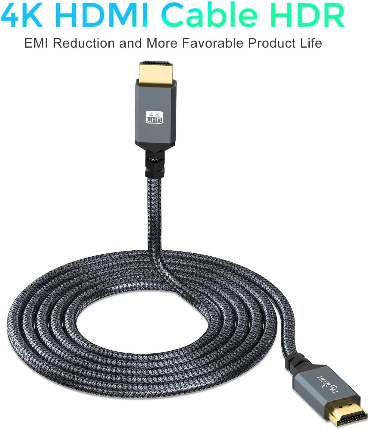 Twozoh HDMI 2.0 Cable 10M, High Speed Braided HDMI to HDMI Lead support 4K/60HZ 18Gbps 2.0a/2.0b/1.4a/2160p/1080p for PS5,PS4,PC,Projector,Monitor,TV, Xbox