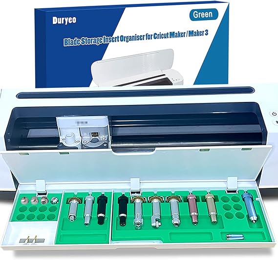 Duryeo Insert de rangement pour lames Cricut Maker 3 & Maker, plateau de lames, boîtier de lame de tiroir et organisateur d'accessoires Quickswap Tip (vert, lames et boîtier non inclus)