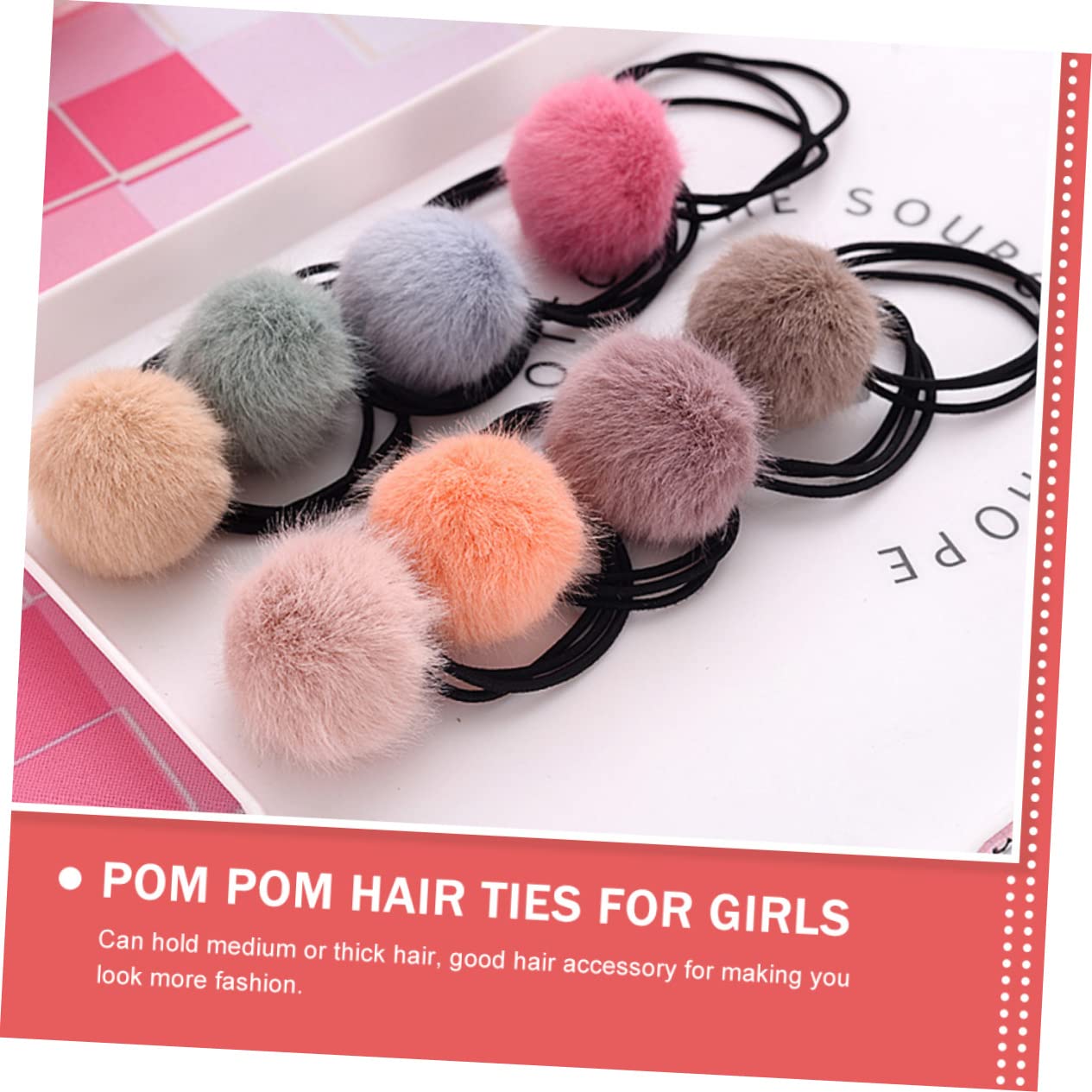 FRCOLOR 60 Piezas goma para el pelo con pompones hair band hair ties lazos para el cabello de las niñas Banda para el cabello de lazos para el cabello para niñas tocado de tela