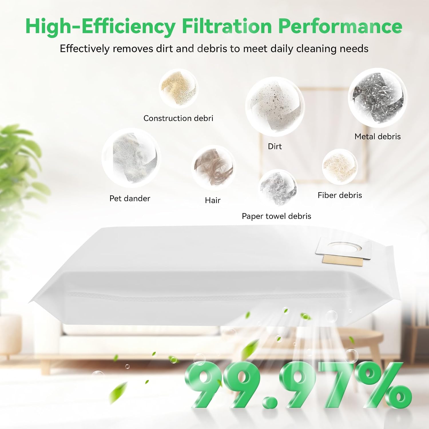 12 Pack 191C26-2 Filter Bags Compatible with Makita18V X2 LXT Backpack Vacuum Models XCV17 and XCV18, Powerful Filtration image 3