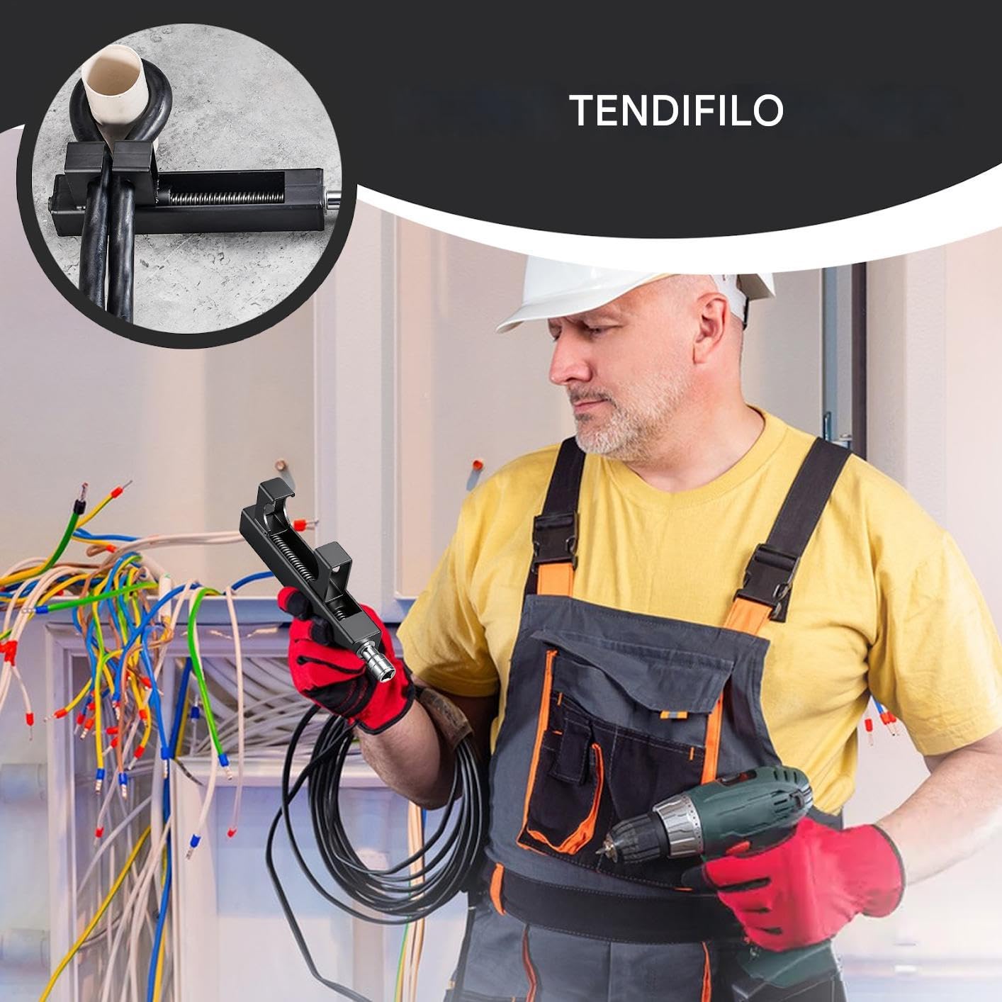 Tenditore Cavi per Elettricisti Attrezzo per Serraggio Cavi Elettrici | Tenditore a Risparmio di Fatica per Fissaggio Connettori Robusti Per Manutentori Installatori Gestori Impianti
