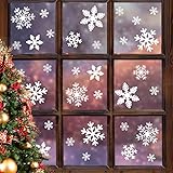 LUDILO 135Pcs Christmas Window Clings Snowflakes Window Decals Static Window Stickers for Christmas Decorations Windows Décor Ornaments Xmas Party Supplies Thanksgiving Party Décor White Snowflakes