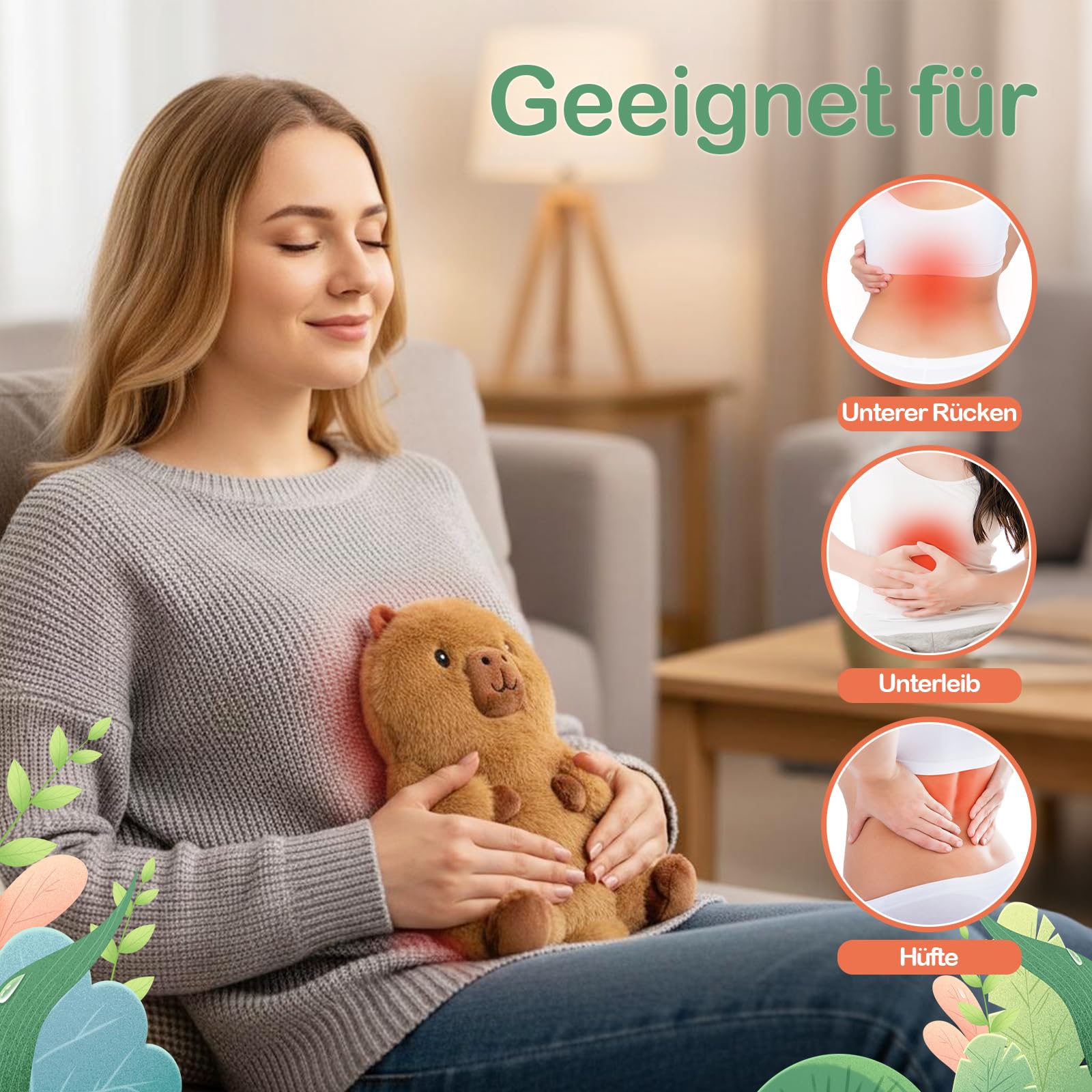 AROMA SEASON Wärmetier Plüsch Capybara Mikrowelle-Wärmekissen Kuscheltier Körnerkissen Stofftier