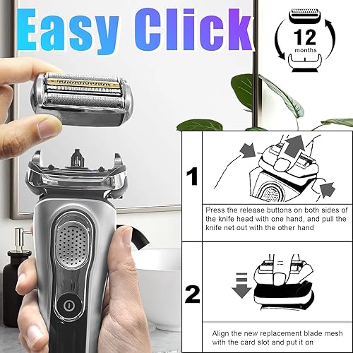 Miniatura 6 de Repuesto de cabezal de afeitadora eléctrica Serie 9 92S, compatible con maquinillas de afeitar eléctricas Braun Series 9 de 290 cc, 9291 cc, 9370