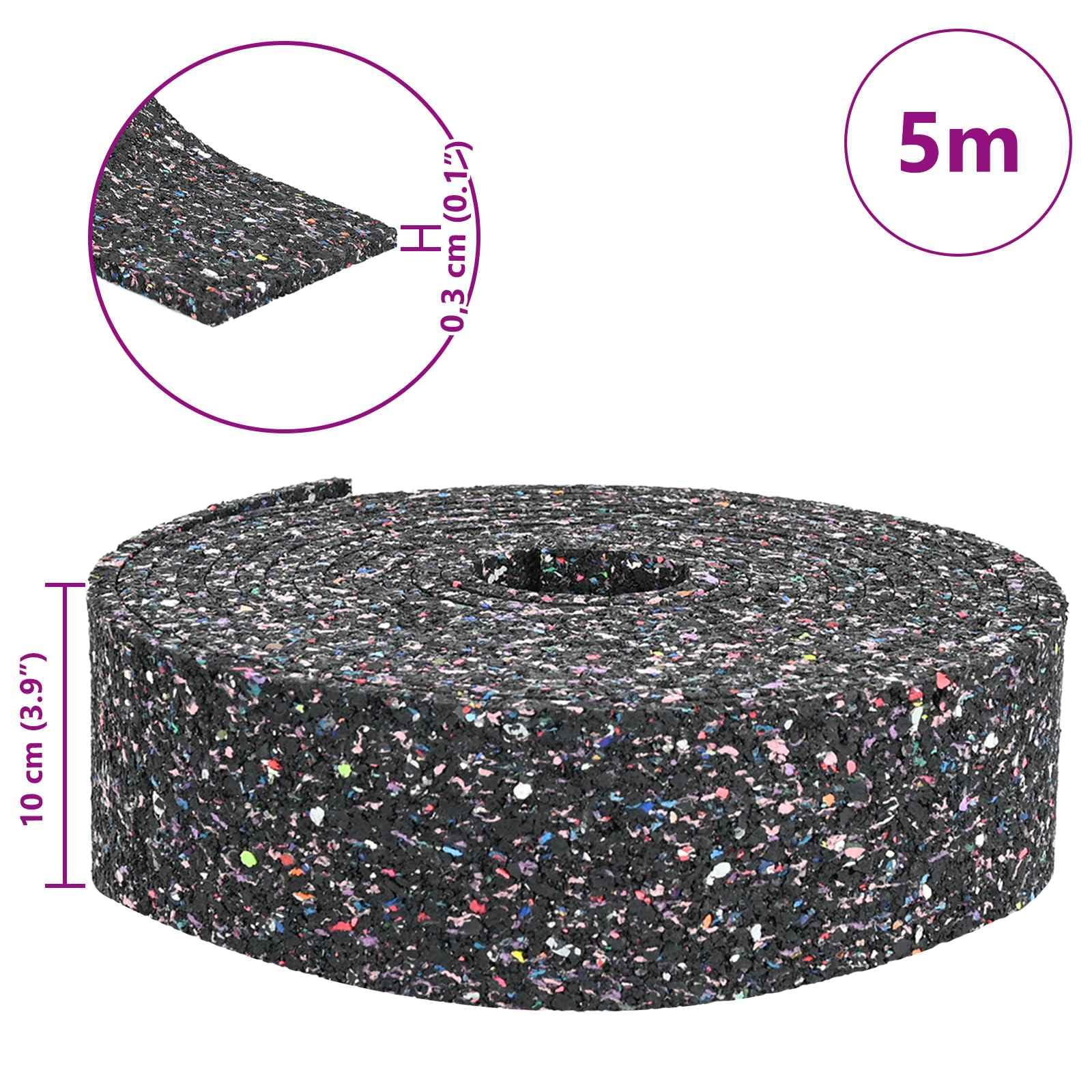Rotolo di granulato di gomma nero, 500 x 10 x 0,3 cm, in gomma, durevole, elastico, antiscivolo, per ufficio, casa, scuola, fai da te, per fissare, raggruppare e organizzare