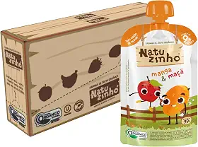 Natuzinho, Kit com 12 Papinhas Orgânicas para Bebê, Sabor Maçã e Manga, Sem Açúcar, Aditivos ou Conservantes, Ideal para Introdução Alimentar, 99g cada