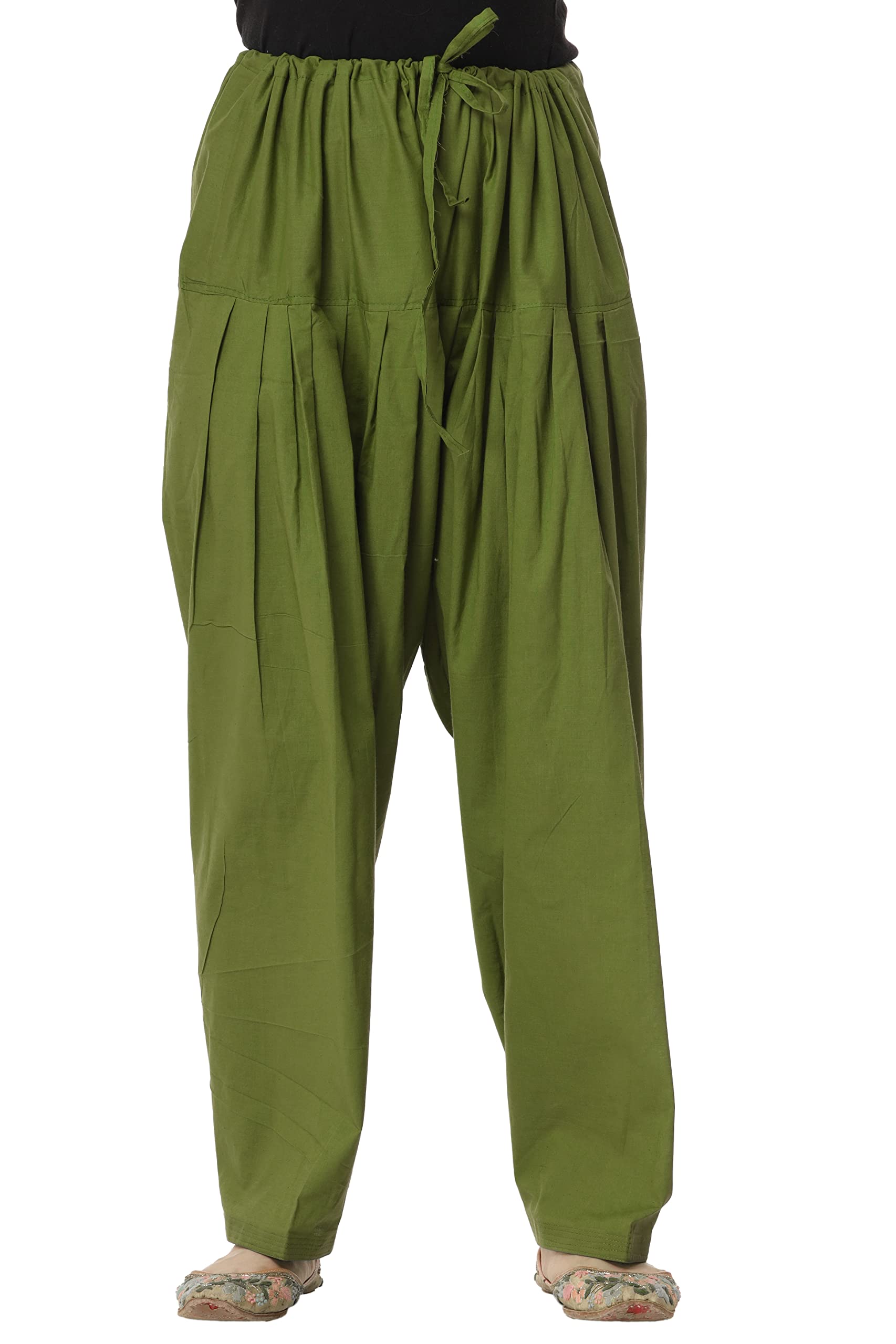 ||Cotton Patiala Salwar||Semi Patiala Pants (IN, Numeric, 45, Regular, Standard, MEHENDI GREEN)-image-36