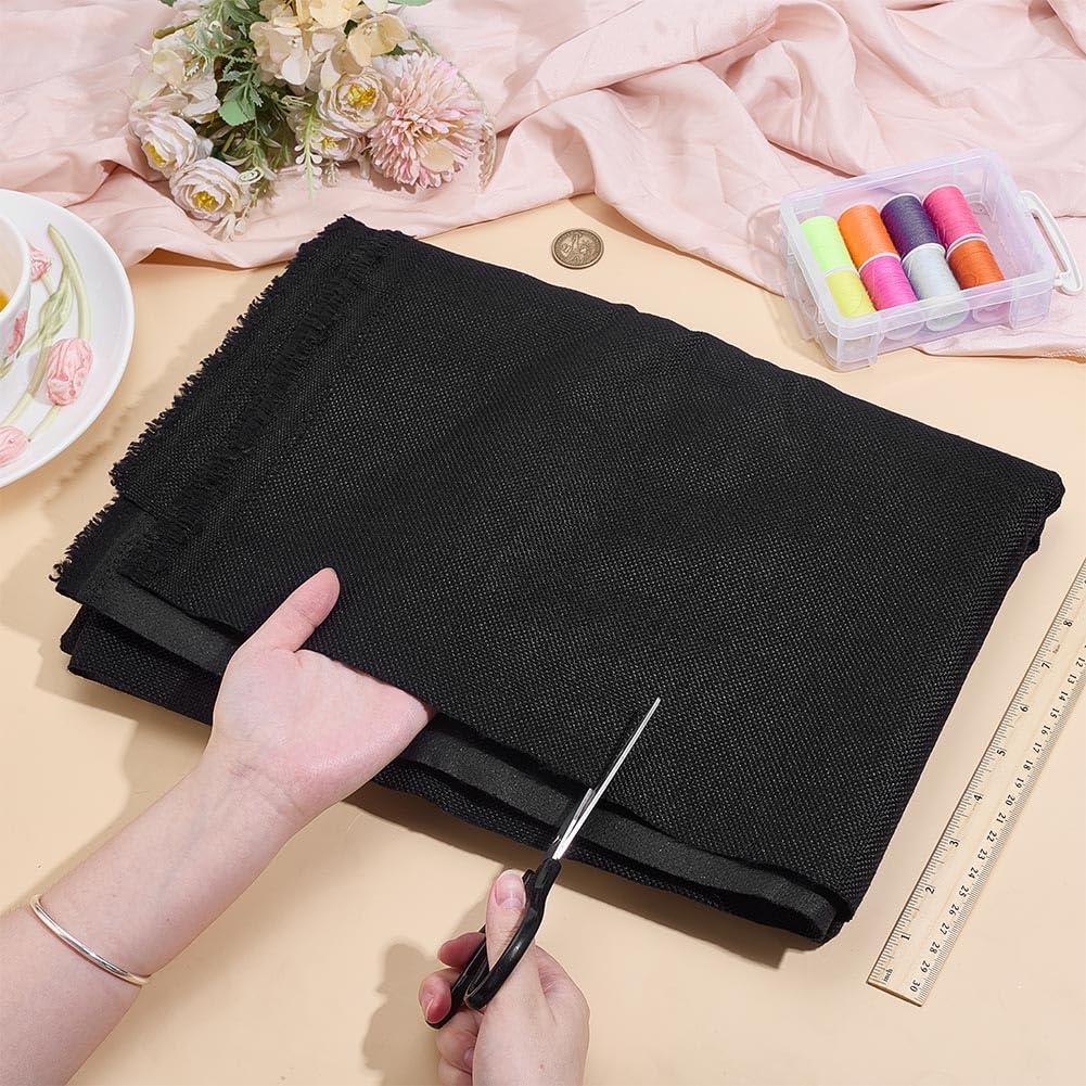 PH PandaHall 2m Tissu d'Ameublement en Toile Tissu Imitation Lin 1.4m de large Tissus à Coudre en Polyester Noir Tissus de Remplacement pour Canapé Couth Coussins Chaises Maison Extérieur Décoration