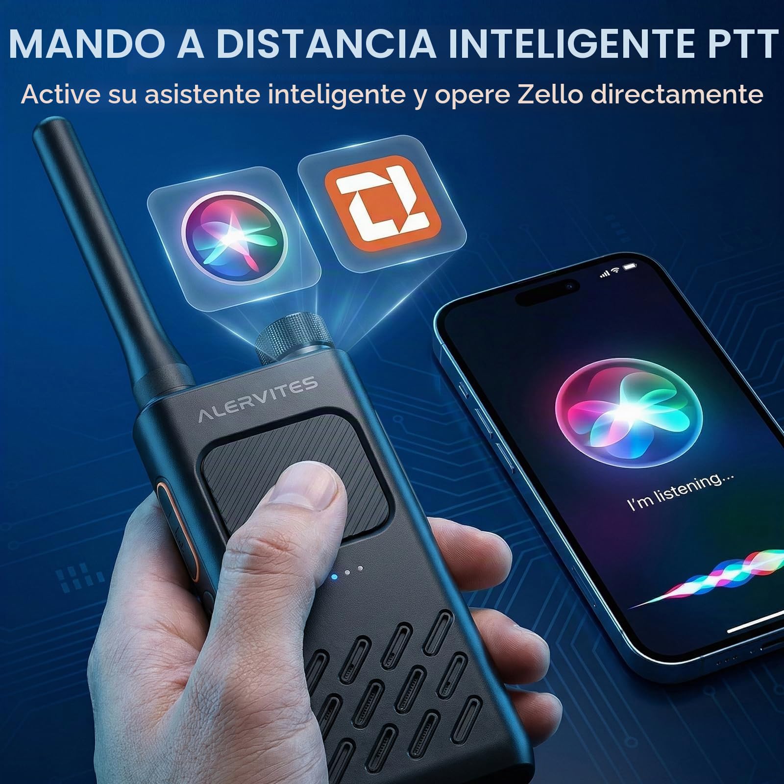 AT2 UHF Walkie Talkie con Enviar Texto e Imagen para Uso Fuera de la Red, App inalámbrica programación y Control, Doble PTT, 30CH, 2200mAh Batería, USB-C, Ideal para Senderismo, 2 Unidades