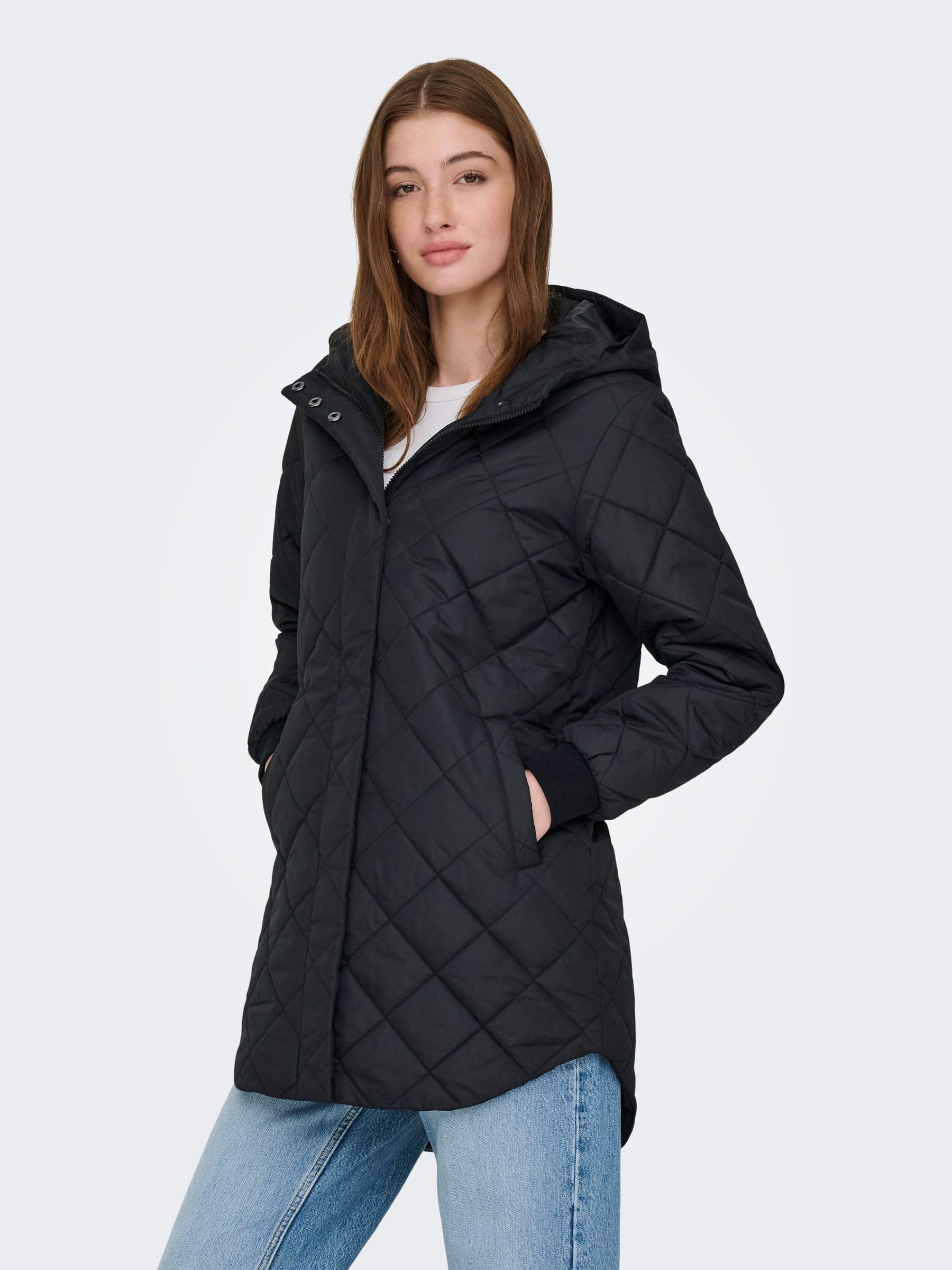 ONLY Quilted Hood Zip Coat Onljuliet Otw Noos-Cappotto Trapuntato con Cappuccio e Cerniera Donna