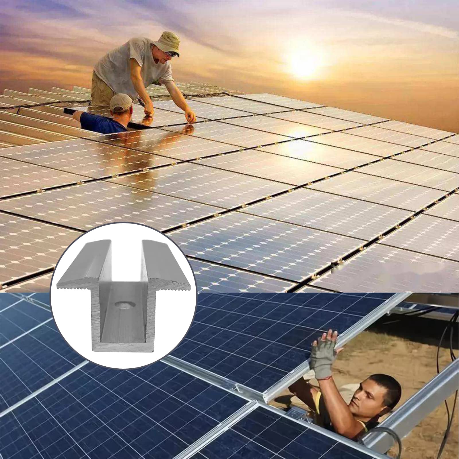 20 paneli słonecznych aluminiowe wsporniki mocujące do panelu słonecznego Zestaw montażowy do panelu słonecznego centralny zacisk wysokość modułu 30-50 mm