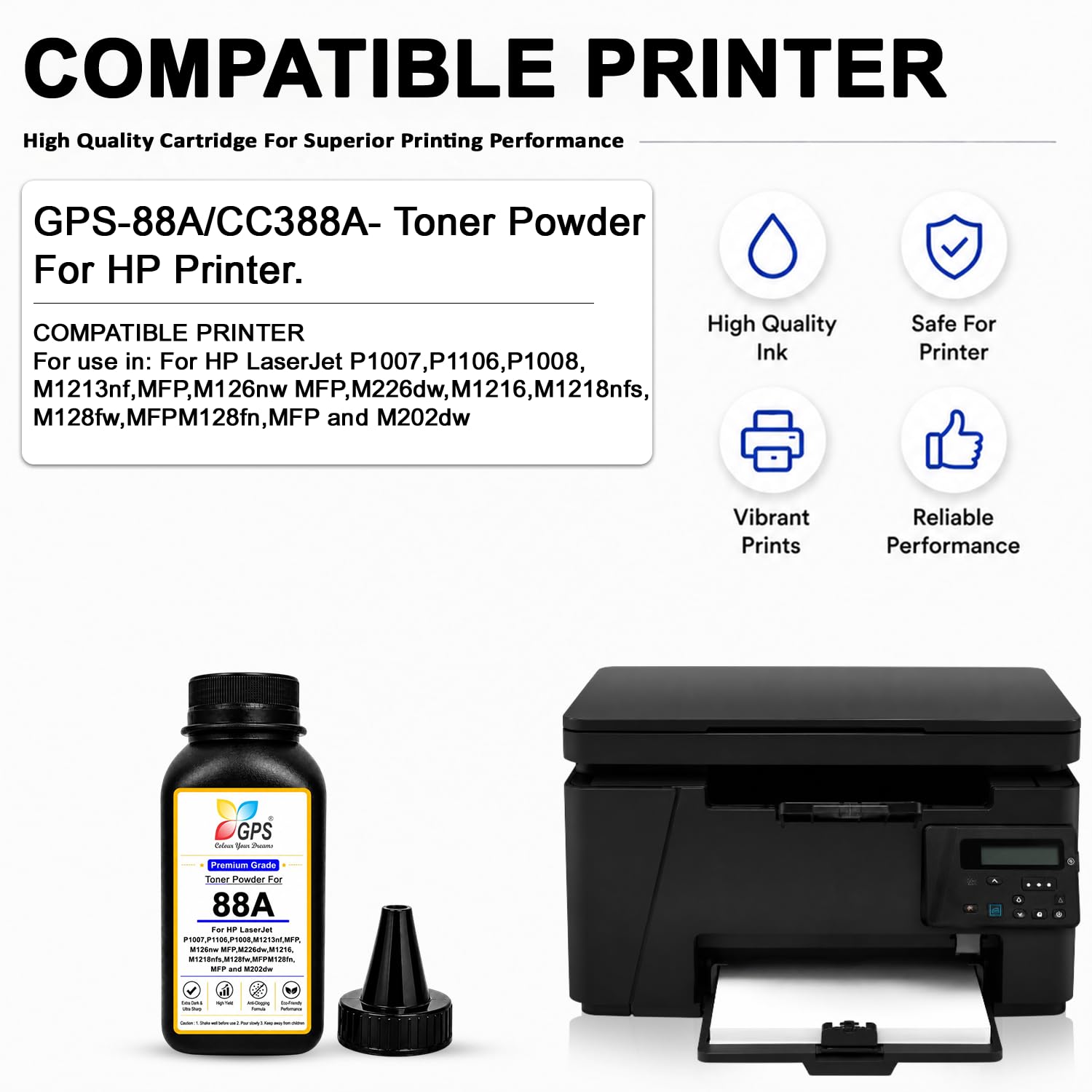 GPS Colour Your Dreams Laser Toner Powder Refilling for HP 88A / CC388A Powder Pack of 3 1