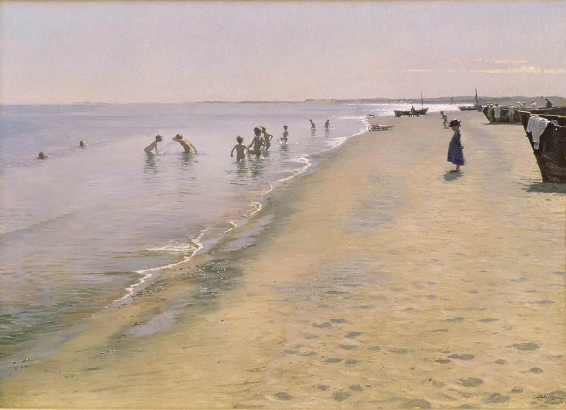 ARTXLXXBN Famous Painting Art Wall Decor Abstract Art Picture Summer Day at the South Beach of by Peder Severin Krøyer Animal Pictures for Home Decor 60x90cm