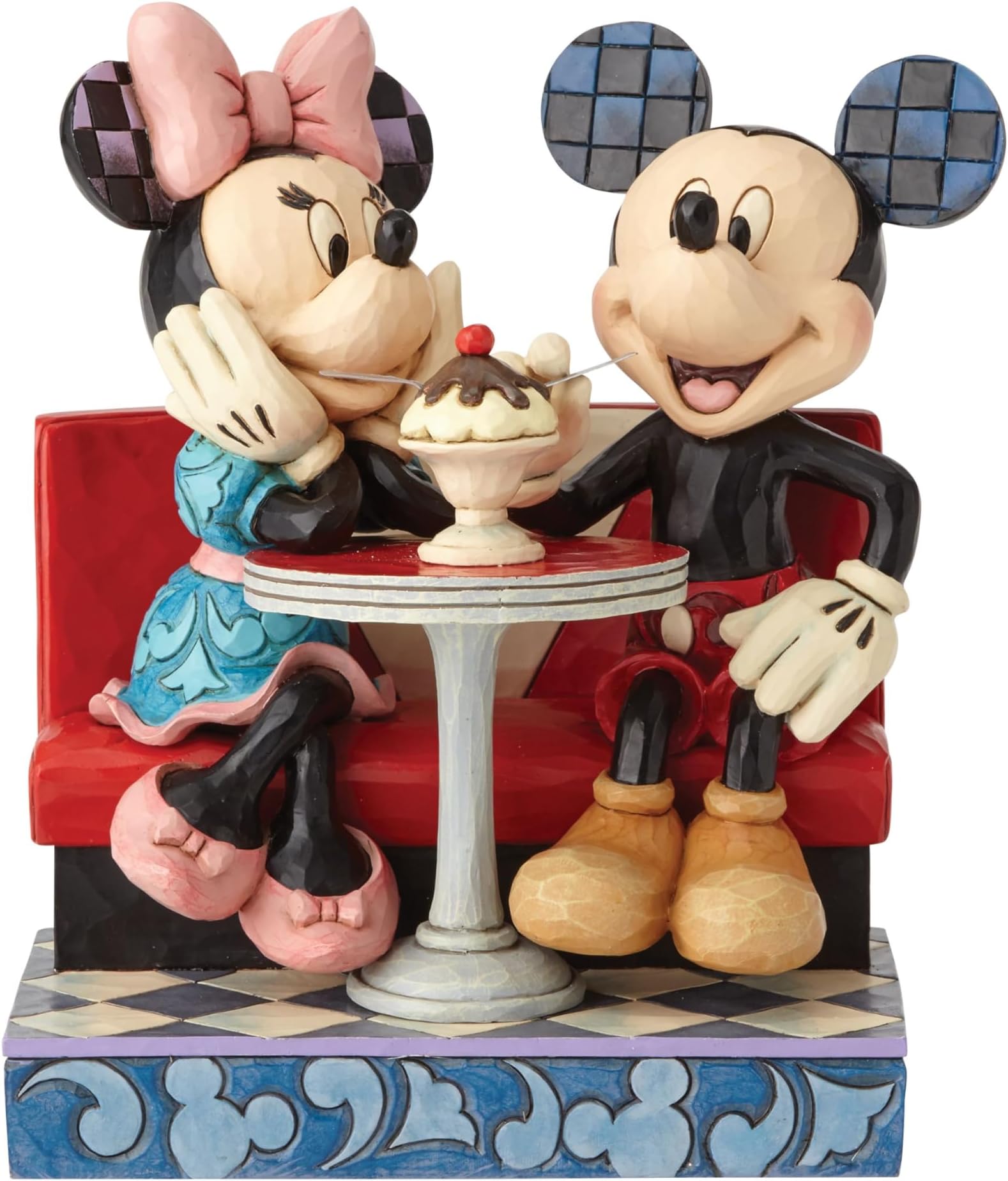 Enesco Disney Traditions Collection by Jim Shore Mickey and Minnie Mouse Soda Shop Figurine- Resin Hand Crafted Painted Collectible Disney Figurines Decorative Home Decor Statue, 6.2 Inch