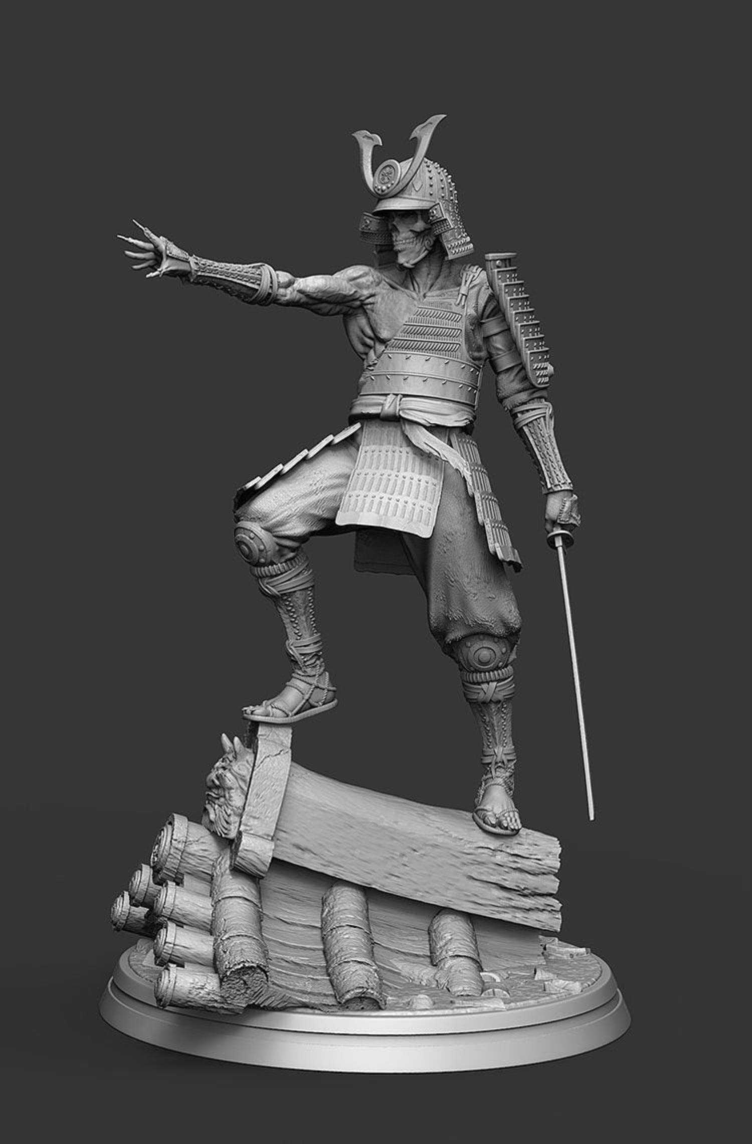 ZHANGJING 1/24 75mm 1/18 100mm Resin Model Kits Skelett Samurai unmontiert unlackiert RA-276