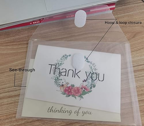 Miniatura 4 de Sobres de plástico pequeños de 5 x 7 pulgadas, para cheques de recibos, 10 unidades de cierre de gancho y bucle (transparente, paquete de 10)