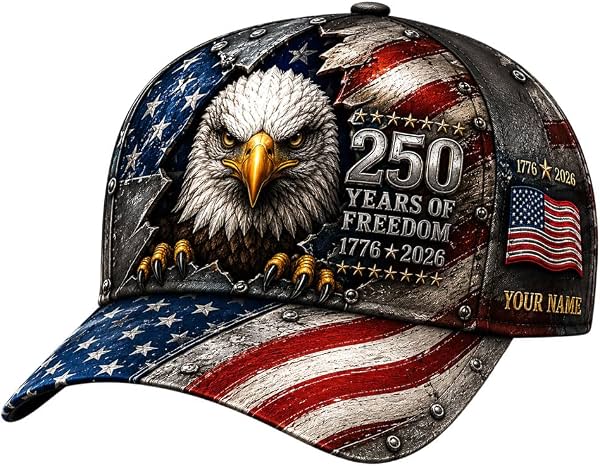 Gorra personalizada Daty de 250 años impresa en 3D 1776-2026, gorra de béisbol patriótica ajustable, regalo de celebración