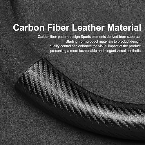 Miniatura 4 de Funda de volante de fibra de carbono de gamuza, compatible con Porsche 718 Boxster Cayman 911 Panamera Macan Cayenne de 15 pulgadas, suave piel