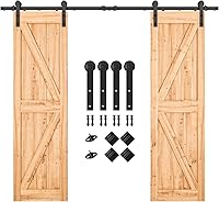 SMARTSTANDARD 8.2FT Heavy Duty Double Barn Door Hardware Kit for 24" Panels - Smooth Quiet Rollers, Easy Install