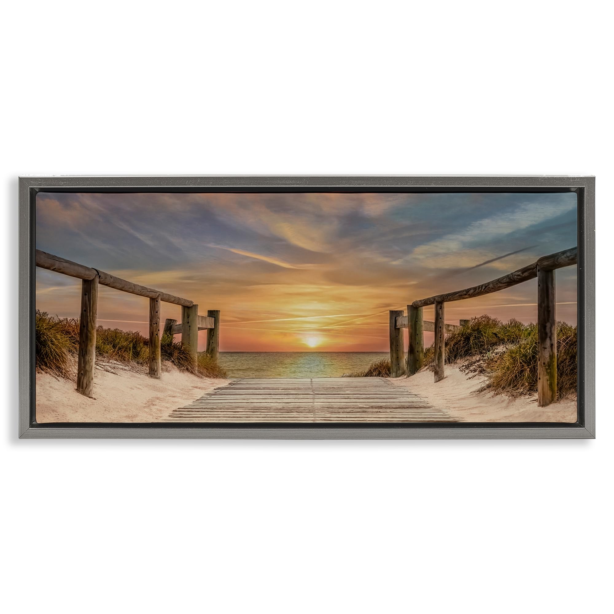Stupell Industries Luster Gray (Matte) 'Pathway To Sunset'| Floating Frame Canvas Art