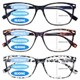 VIDEBLA 3 Pack Progressive Multifocus Reading Glasses for Women Men Blue Light Blocking Multifocus Spring Hinges Readers (3 Mix Color, 1.25, multiplier_x)