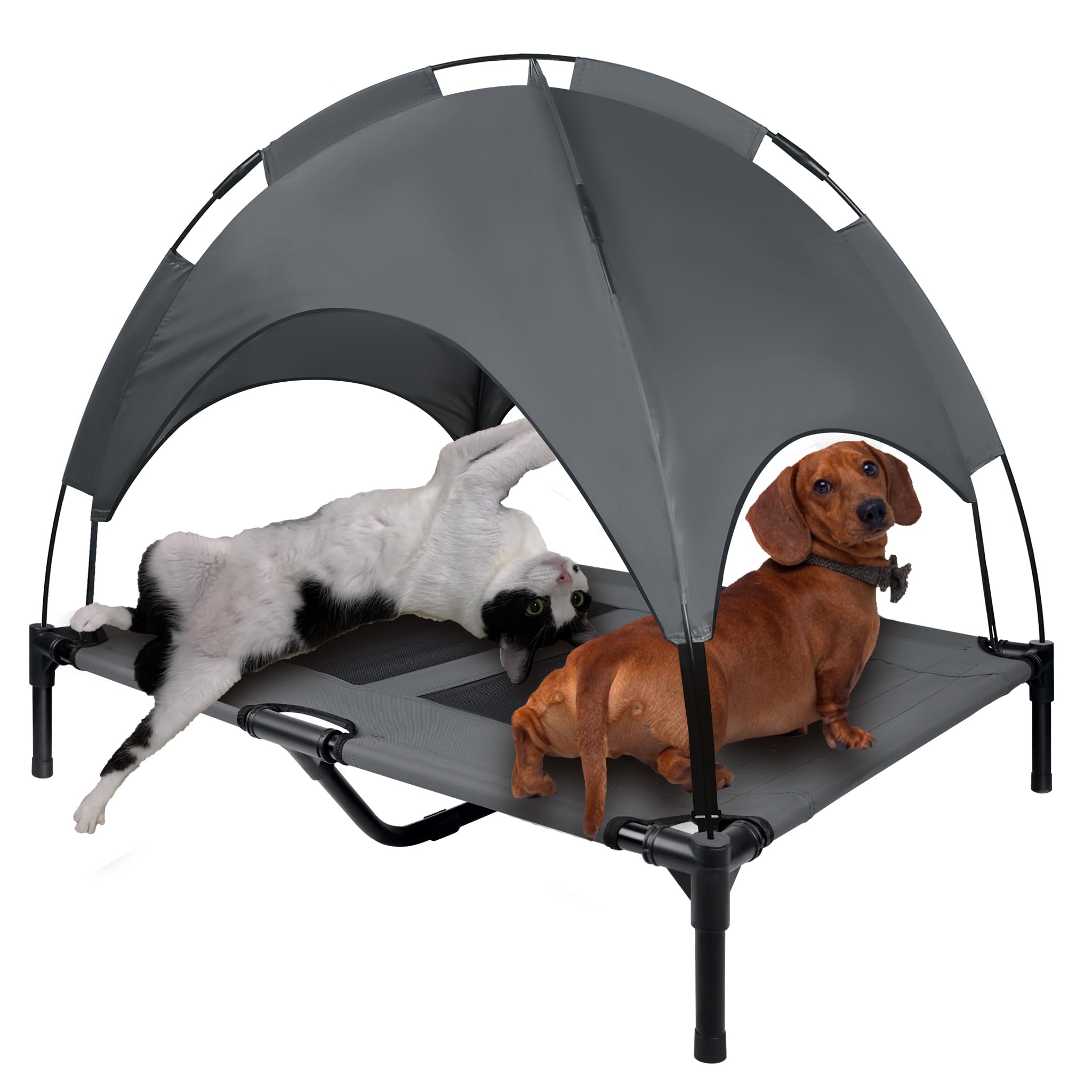 NAIZY Cama elevada para perros, 92 x 76 cm, para exteriores, refrescante, impermeable, con dosel y almohadilla antideslizante para los pies, para interior/jardín