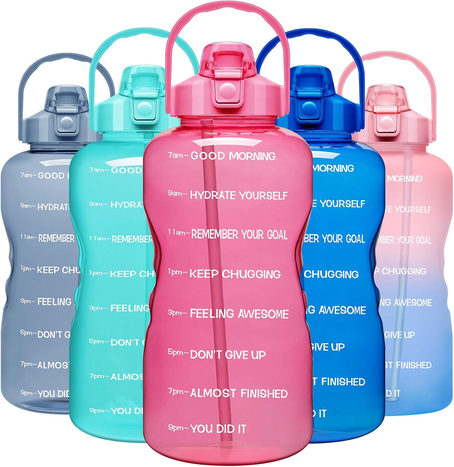 Venture Pal Large 64oz/128oz Motivational Water Bottle with Time Marker & Straw,Leakproof Tritan BPA Free Water Jug,Ensure You Drink Enough Water Daily for Fitness,Gym and Outdoor Sports