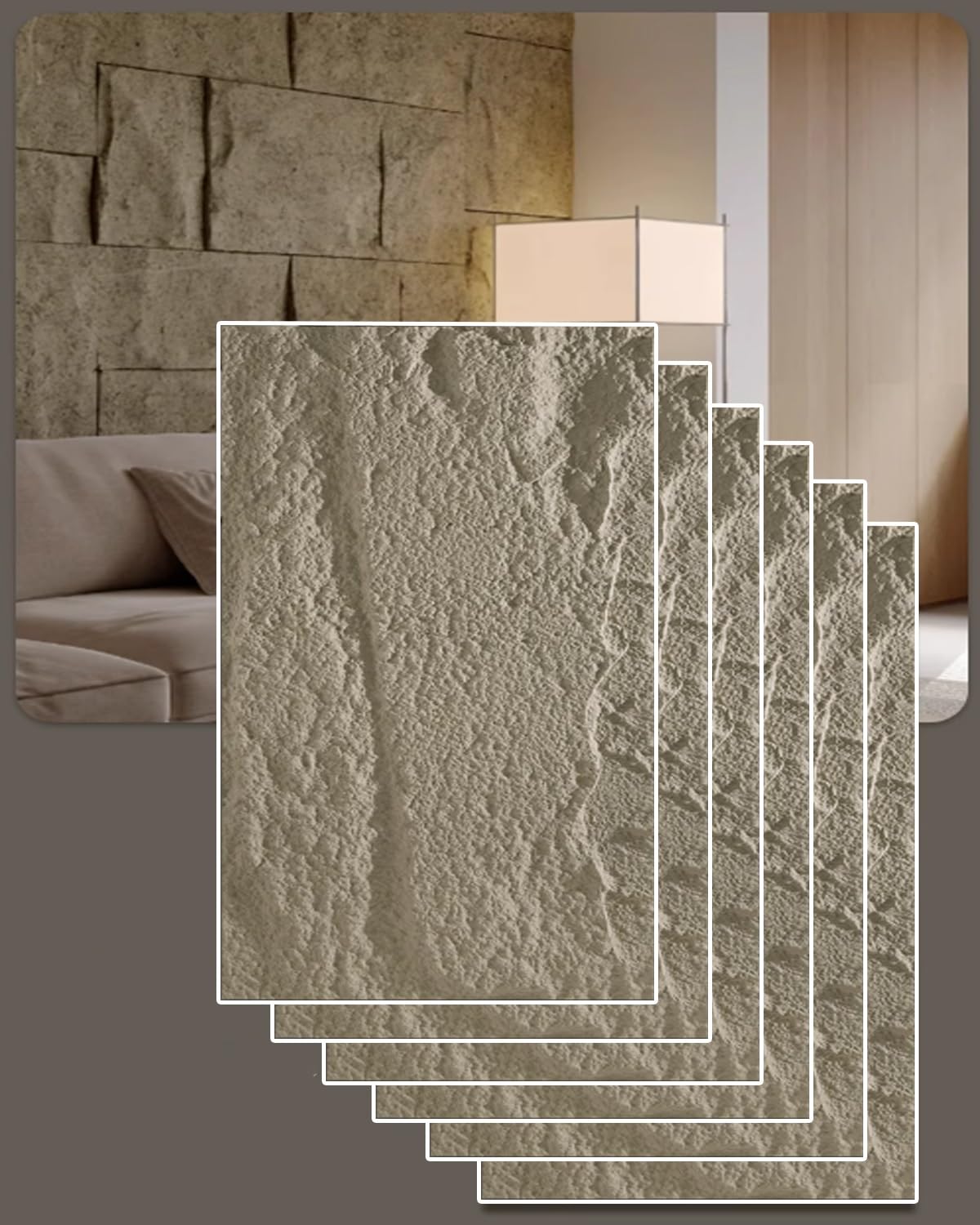 Pannelli Decorativi per Pareti Pannelli Murali in Finta Pietra per Interni Ed Esterni da 5 Cm, Confezione da 3, 6, 9 Pannelli con Texture in Cemento E Design 3D, Rivestimento(White-c,6 Pack)